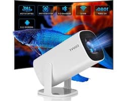 Draagbare mini-projector met wifi 6BT 5.4 en Android 11.0 - automatische keystone-correctie - 180 graden draaibare Smart Home Cinema projector - telefoon/tv-stick/laptop. Beamer