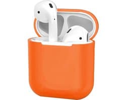 Hoesje - Geschikt voor Apple Airpods 2 - Siliconen Dun Met Clip - Case Cover - Silicone Hoes - Donker oranje