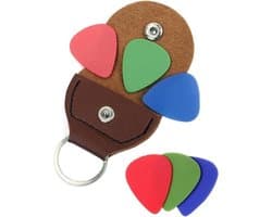 Plectrum Sleutelhanger Inclusief 6 Plectrums - Plectrumhouder - Guitar pick holder - 1 stuks voor aan de sleutelbos-Bruin