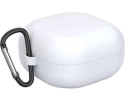 CHPN - Opbergdoosje geschikt voor Galaxy Buds2 Pro - Wit - Siliconen case - Karabijnhaak - Doosje voor pods - Oordopjes opbergen - Siliconen