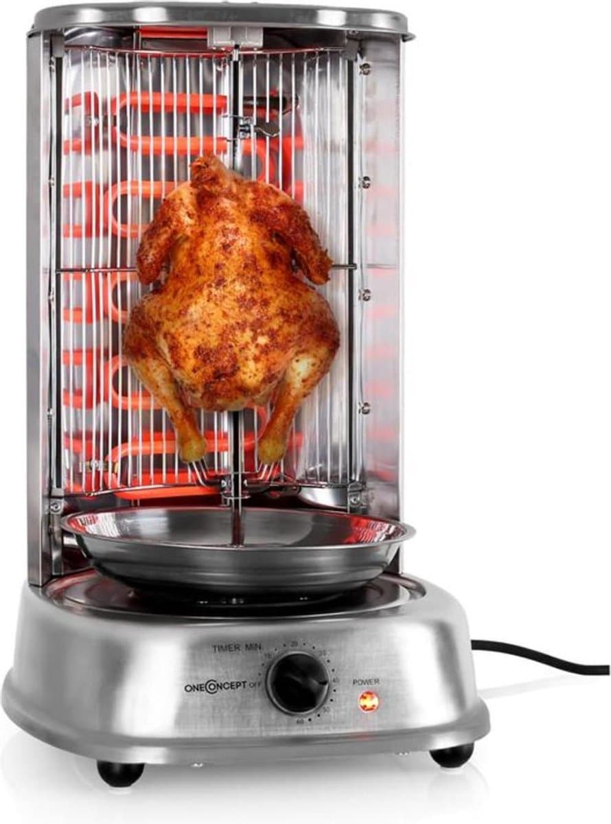 OneConcept Kebap Master Verticale Grill 1800W roestvrij staal incl. spiesset — afbeelding 1