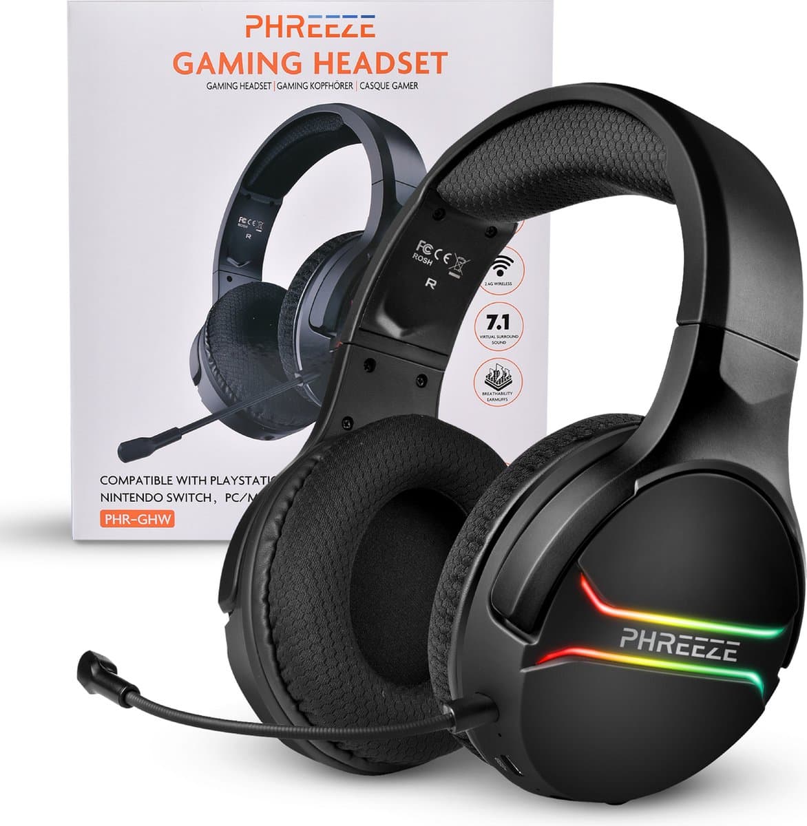 Draadloze Gaming Headset met Microfoon - 15 Uur Speeltijd - Ultra Low Latency - Geschikt voor Playstation 5 Slim, PS5 (Disc & Digital Edition) Headset Game Koptelefoon — afbeelding 1