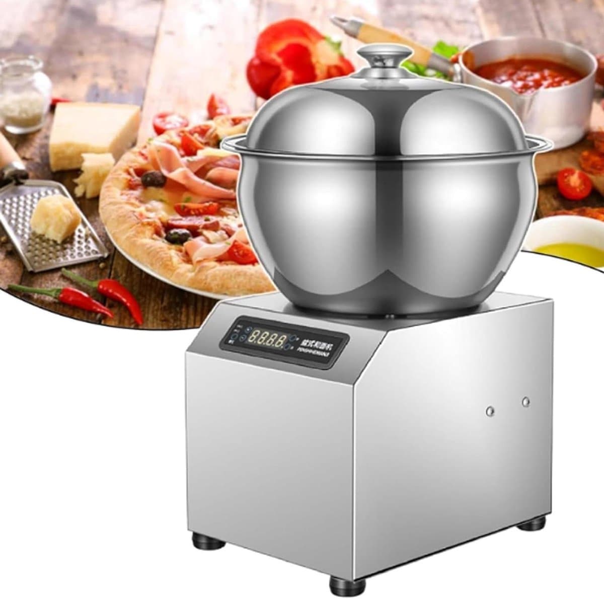 Roestvrijstalen Deegmixer - Commerciële Deegmaker - Professioneel Koken - Dubbele Rotatie Technologie - 5kg Capaciteit - Zilver — afbeelding 1