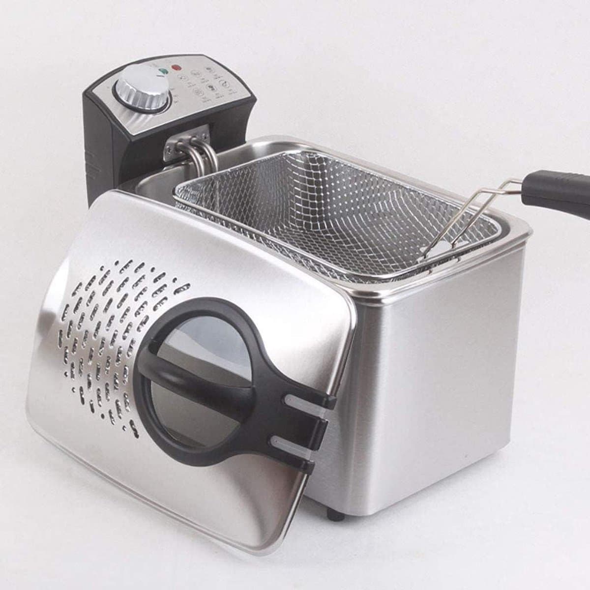 Elektrische Friteuse - Friteuse met mand - Thuis Frituren - Verstelbare Temperatuur - 3 Liter - Rood — afbeelding 1