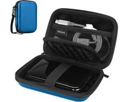 Draagbare 2.5 Inch Externe Harde Schijf Beschermhoes voor SSD en HDD - Schokbestendig, Met Kaartsleuven en Accessoires, Navy Blauw