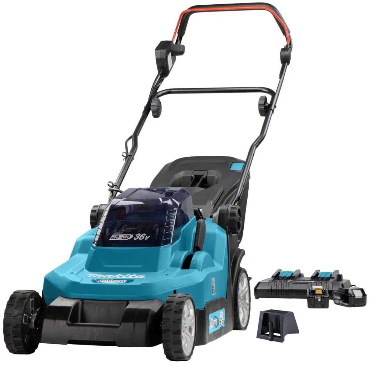 Makita DLM382PT2 Accu Grasmaaier 38cm - incl. accu en lader - 2x18V 5.0Ah — afbeelding 1