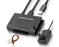 USB 3.0 naar IDE/SATA Hard Drive Adapter voor 2.5" en 3.5" HDD, 5Gbps, Compatibel met Windows en Linux, Met Voedingsschakelaar