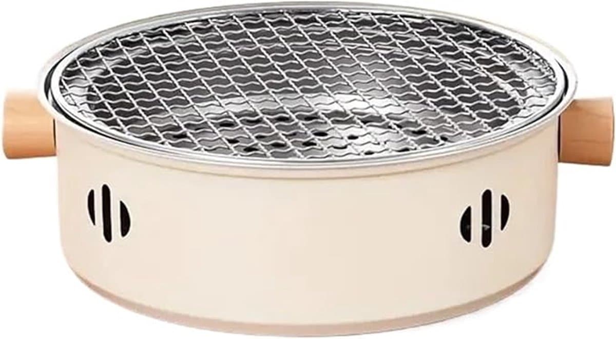 Mini draagbare barbecue, opvouwbare vuurkorf barbecue, multifunctionele barbecue voor thuis en op de camping, houtskoolvuurkorf barbecue voor buiten (wit) — afbeelding 1