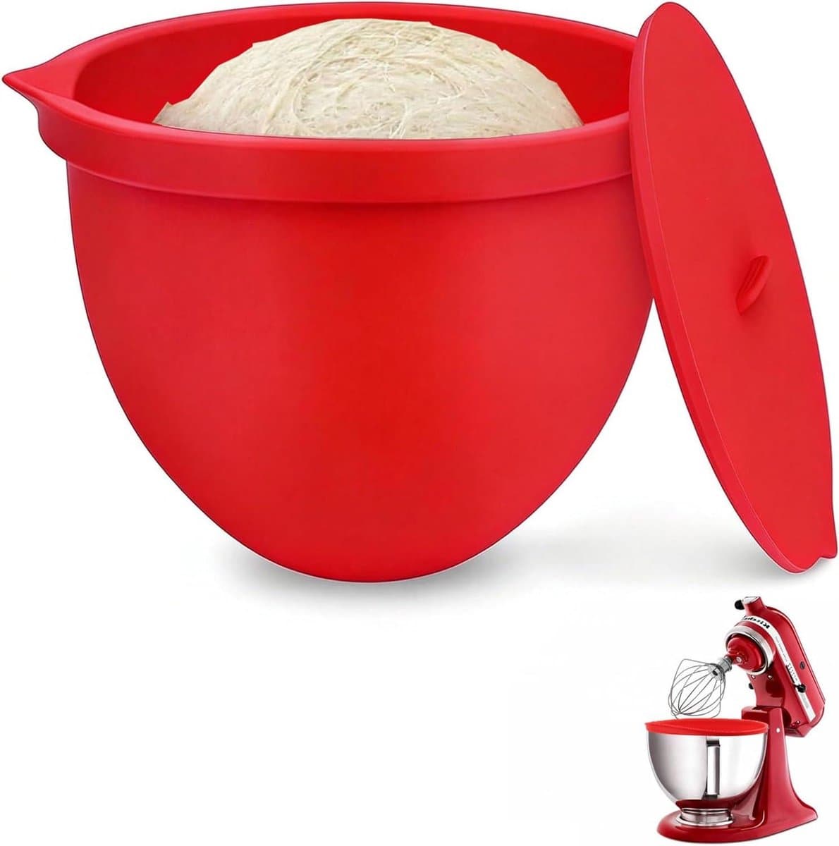 Mixer Kom Inzet - Keukenmachine Accessoire - Bakken en Bewaren - Hittebestendig en Vaatwasserbestendig - 5 Liter - Rood — afbeelding 1