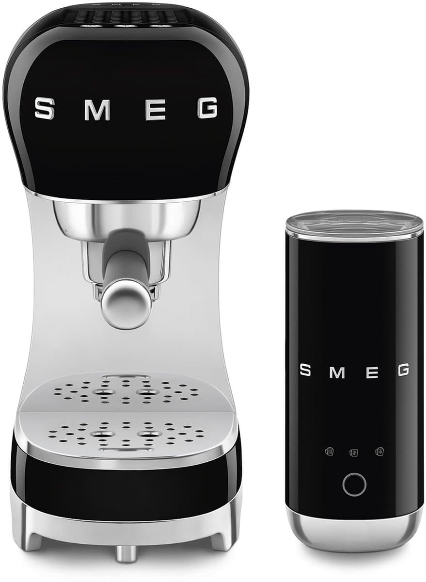 SMEG ECF12BLEU Espressomachine Set met Melkopschuimer - 15 Bar - Thermoblock - Geschikt voor Gemalen Koffie & E.S.E. Pads - '50s Style - Zwart — afbeelding 1