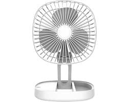 Elektrische Ventilator - Tafelventilator - Persoonlijke Koeling - Opvouwbaar en USB Oplaadbaar - 18x8.1x18 cm - Wit