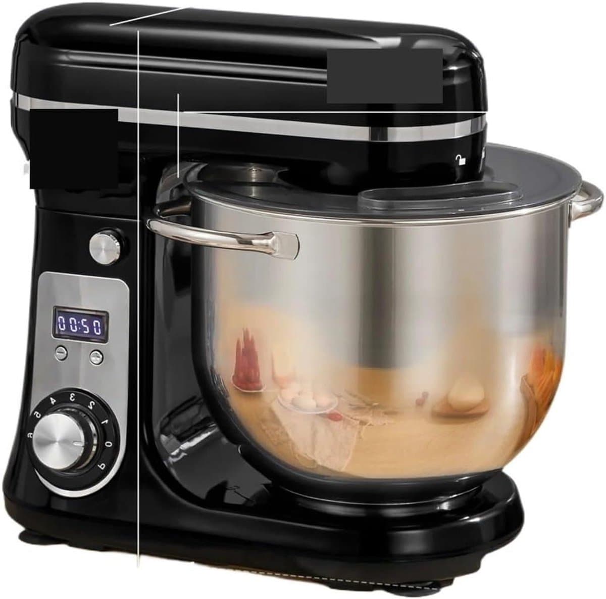 Keukenmixer - Deegmixer Tafelmodel - Bakken en Koken - Stille DC Motor - 6L Kom - Zilver — afbeelding 1