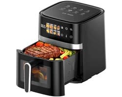 Casa Living Luxe Airfryer - Met 8 Programma's - Gezond koken tot 200 °C - LED-Scherm en Kijkvenster - 5,5L - Zwart Design