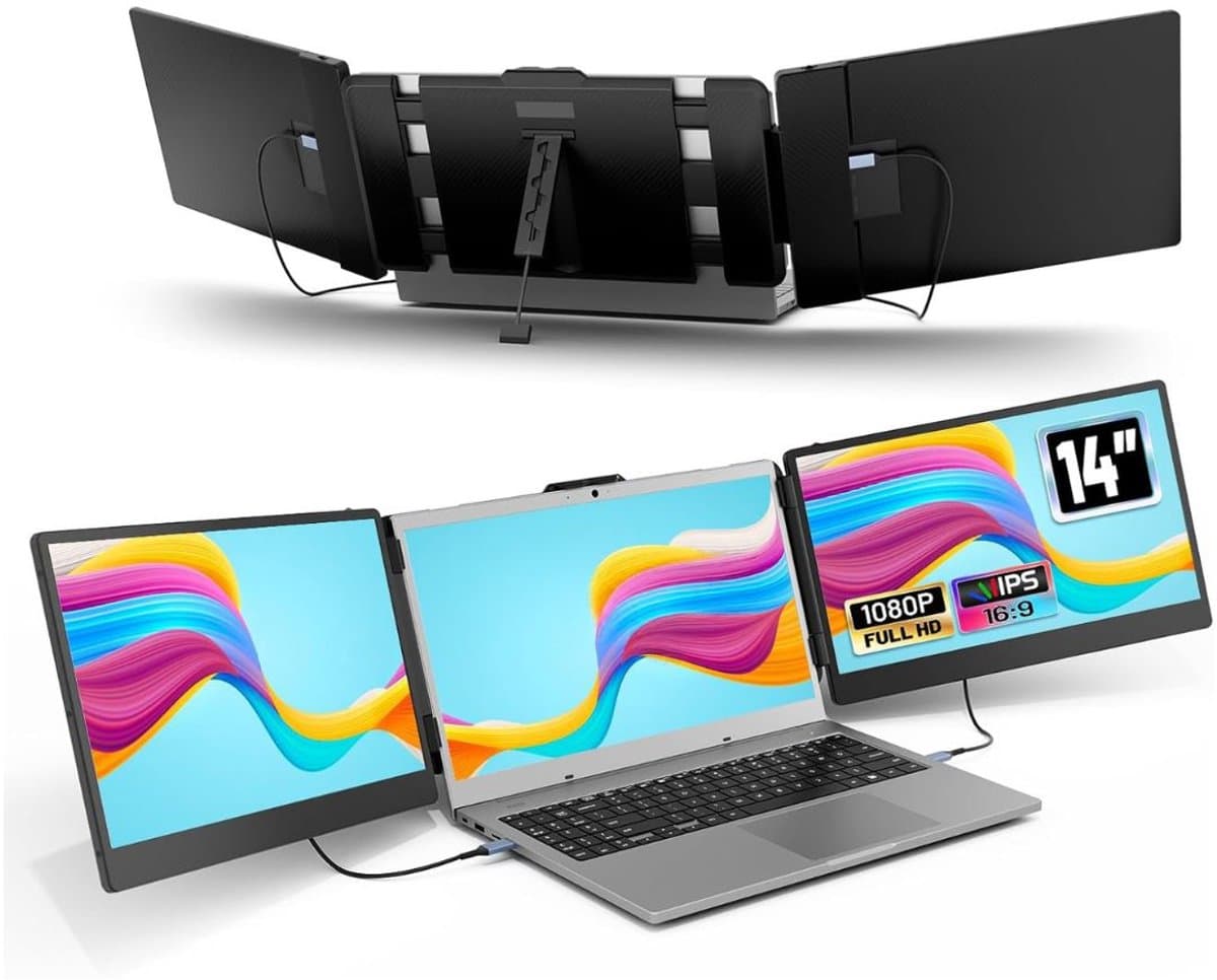 JMZR® Portable Monitor - Tri Screen - Laptop Uitbreider - Full HD — afbeelding 1