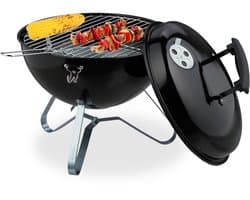 Houtskoolbarbecue draagbaar - Ø 33,5 cm - met deksel - staal