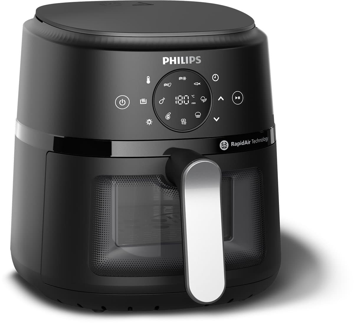 Philips 2000 series NA211/00 friteuse Enkel 3,2 l Vrijstaand 1300 W Heteluchtfriteuse Zwart, Zilver — afbeelding 1