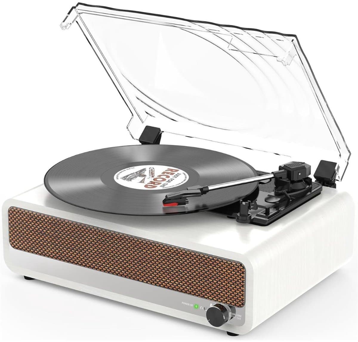 CRLYN® Platenspeler Bluetooth - CD Speler met Speakers - Vintage - Wit — afbeelding 1