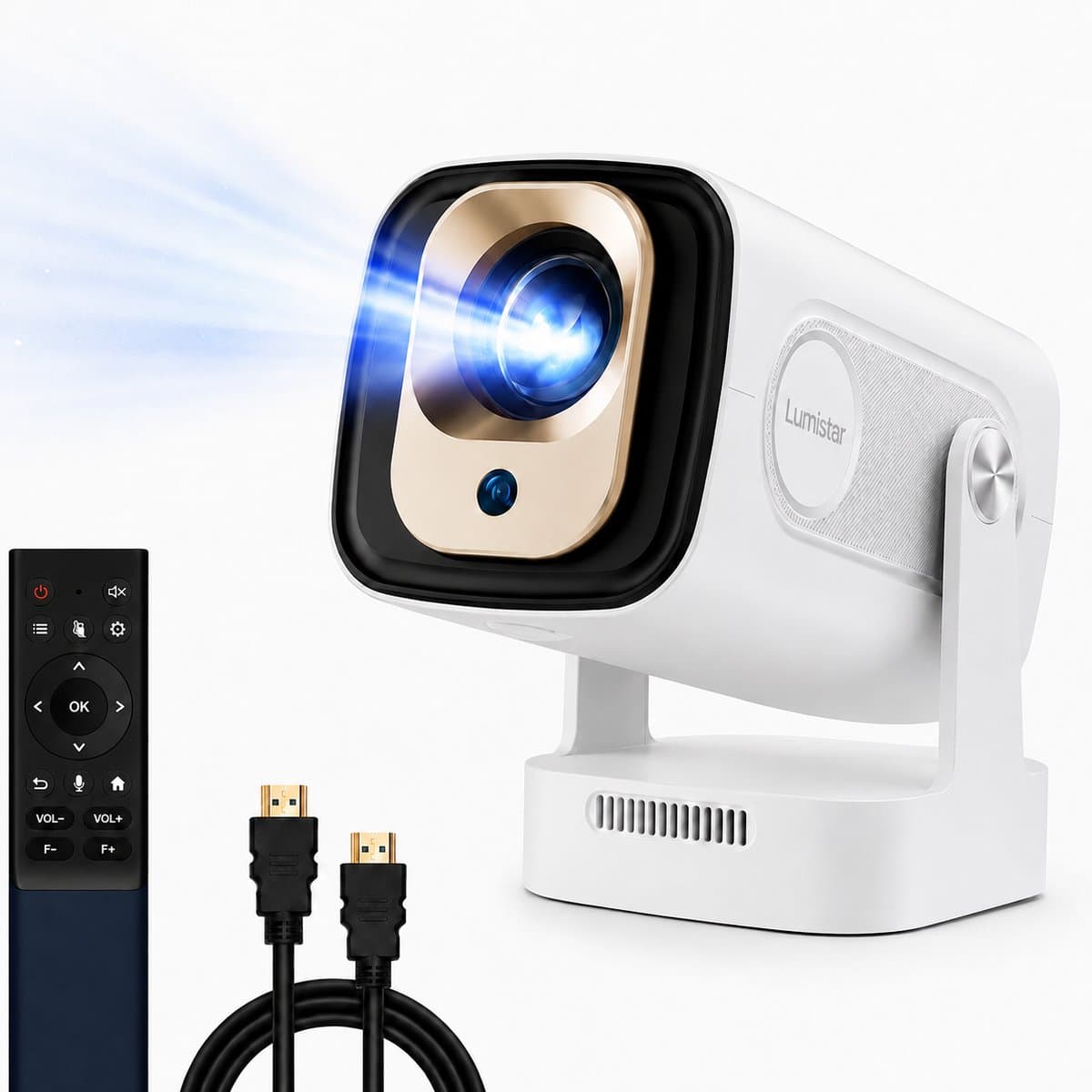 Lumistar® Horizon Mini Beamer - Full HD LED - Alles-in-één Smart TV Projector - 2026 model - Android 13.0 - WiFi 6 & Bluetooth 5.4 - 4k support - Beamer - Home Cinema - Wit — afbeelding 1