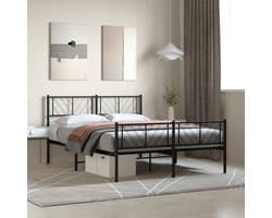 Bedframe met hoofd- en voeteneinde, metaal, zwart, 120 x 190 cm, hotelbedframe, bedframe voor woonkamer, slaapkamer, geschikt voor slaapkamer