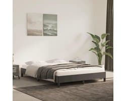 Bedframe, donkergrijs, 140 x 190 cm, fluweel, bedframe voor slaapkamer, logeerkamer, bedframe, familiebed, hotelbedframe voor slaapkamer, hotel, logeerkamer