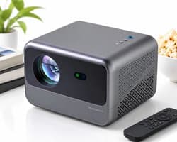 VHV - Beamer - Smart 1080P Full HD Projector - Mini Beamer - FULL HD (4K-Ondersteuning) - 10.000 lumen - WiFi & Bluetooth - Ingebouwde Speakers - Draagbare Beamer Thuisbioscoop - Voor iOS en Android - Autofocus