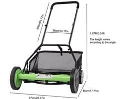 Handgrasmaaier – Handmaaier – Kooimesmaaier – Duwgrasmaaier – Gazonmaaier – 50,8 cm Maaibreedte – 9 Instelbare Maaihoogtes – 65-Mangaan Stalen Messen – Met Opvangzak – Groen