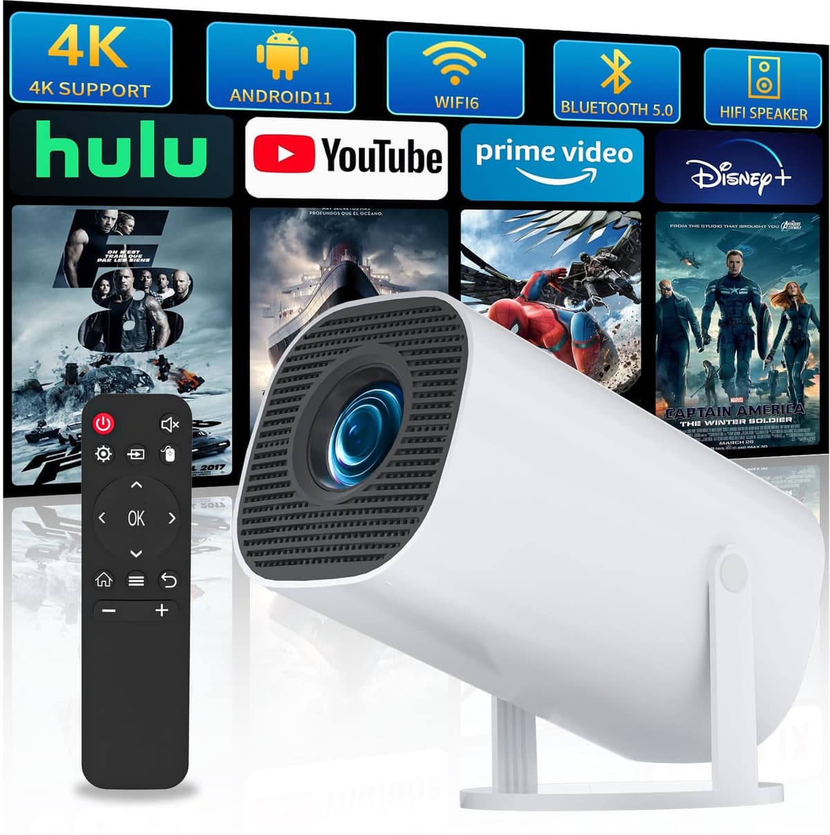 Mini Beamer - 1280 x 720 LCD - 4K Ondersteuning - Draagbaar - Voor Thuisbioscoop En Gaming — afbeelding 1