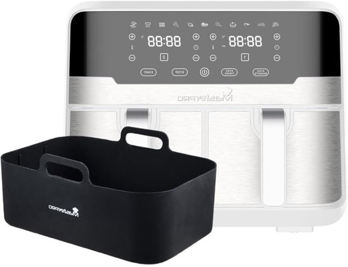 Dubbele heteluchtfriteuse - Duo-airfryer - Gezond koken - Twee lades - 9 Liter - Wit — afbeelding 1