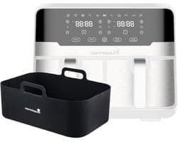 Dubbele heteluchtfriteuse - Duo-airfryer - Gezond koken - Twee lades - 9 Liter - Wit