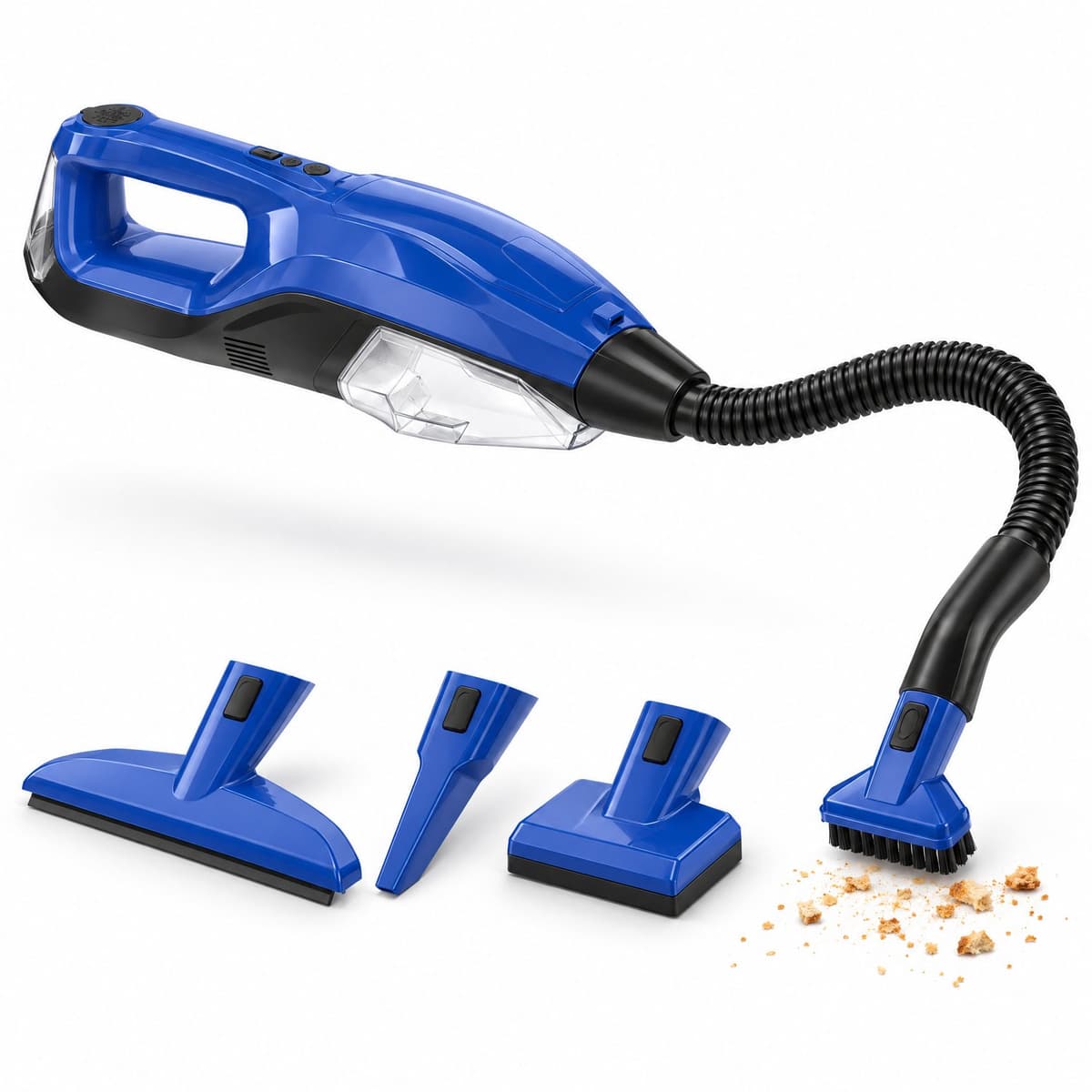 Cheqo® Kruimeldief Nat en Droog - Draadloze Handstofzuiger met Slang en Opzetstukken - Kruimelzuiger Snoerloos - Autostofzuiger - Mini Stofzuiger - Raamzuiger - Vlekkenreiniger met Sproeifunctie voor Bank en Tapijt - Zetelreiniger — afbeelding 1