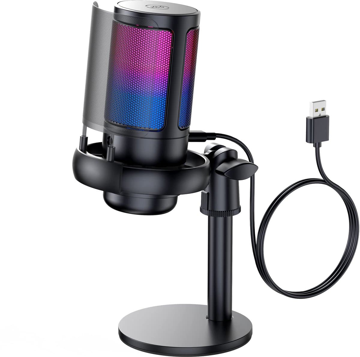 YONO Professionele Microfoon Staand - Gaming Microfoon met USB - RGB - Geschikt voor PC, Streaming, Console - Zwart — afbeelding 1