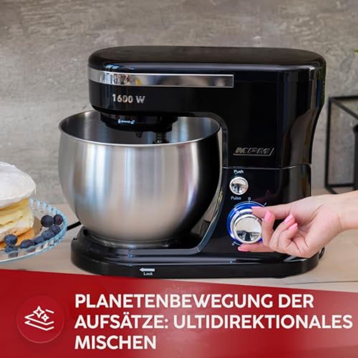 Planetenkeukenmachine met 2 mengkommen - 1600 W - Krachtige Keukenmachine — afbeelding 1