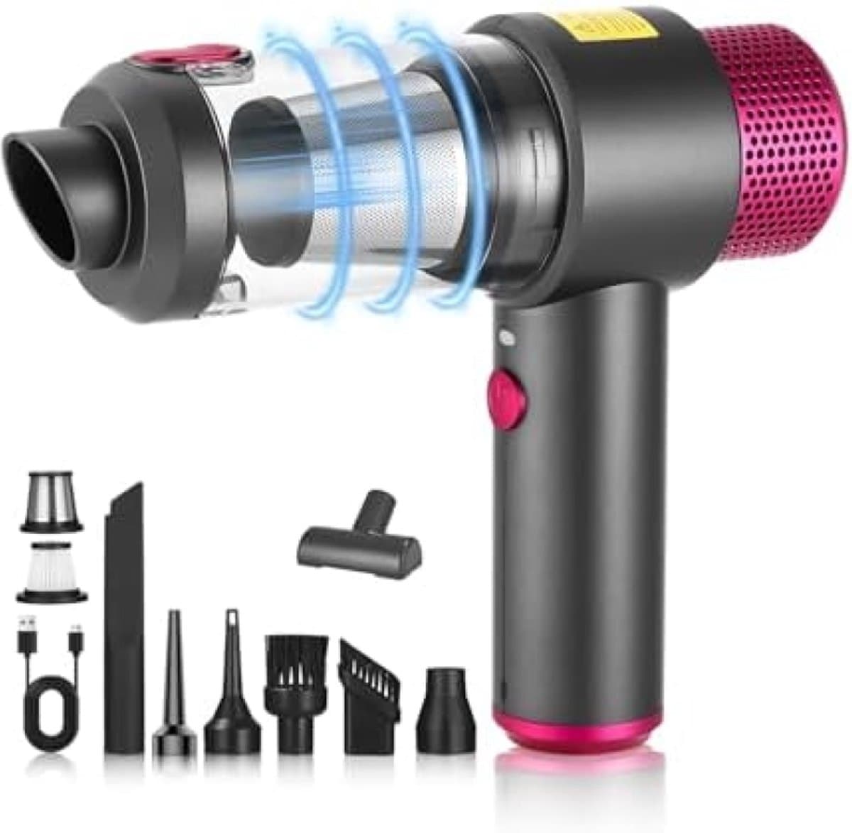 10-delige set oplaadbare handstofzuiger, krachtige draagbare mini stofzuiger 4-in-1 functie, lichtgewicht auto stofzuiger met meerdere accessoires voor huis, kantoor en auto — afbeelding 1