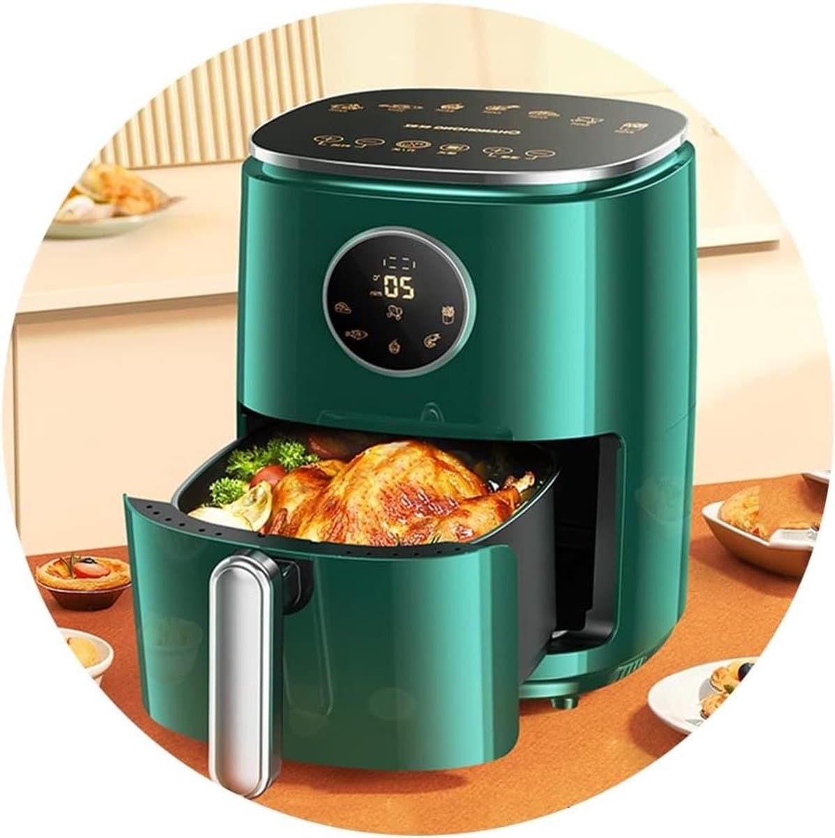 Heteluchtfriteuse - Airfryer Elektrische Friteuse - Gezond Koken - Voedselveilige Materialen - 6.0L - Groen — afbeelding 1
