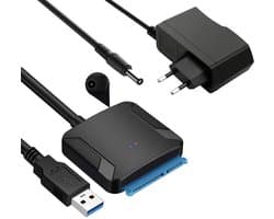 USB 3.0 naar SATA Adapter voor 2.5"/3.5" HDD/SSD - Snelle Gegevensoverdracht met 12V/2A Voeding en Optische Schijfondersteuning