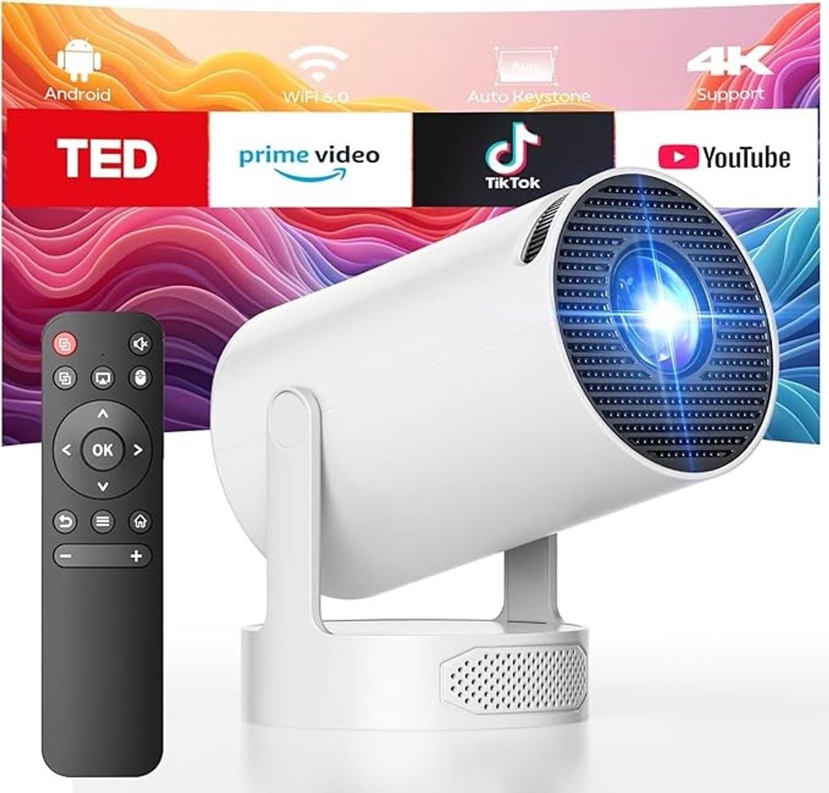 Draagbare Short Throw Beamer met Android TV en WiFi 6 — afbeelding 1