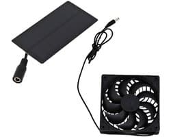 Zonne Ventilator - Ventilatiesysteem Koeling - Buitenruimte Ventileren - Waterdicht IP65 - 0.8W Paneel - Zwart
