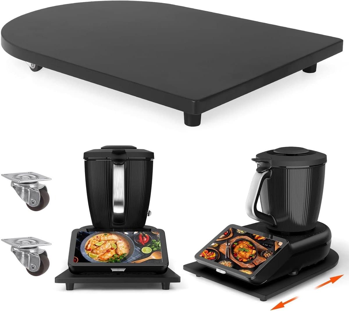 Keukenmachine Schuifplank - Rolplank Bamboe - Keuken Gemak - 360° Wielen - 40x28 cm - Zwart — afbeelding 1