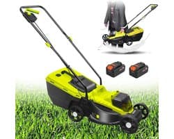 Elektrische Grasmaaier - Snoerloze Duwmaaier - Gazon Onderhoud - 3 Maaihoogtes Instelbaar - 33 cm Maaibreedte - Grijs