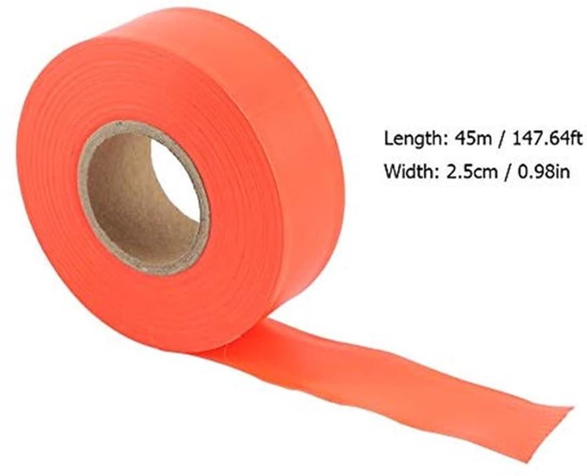 Hoge zichtbaarheidsmarkeringstape, vlaggentape, lengte 45 m/147,5 ft, oranje (oranje) — afbeelding 1