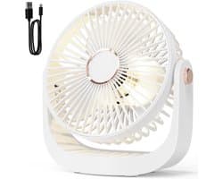 Tafelventilator - Persoonlijke Koeler - Kamperen Reizen - 5 Snelheden - 17.5 cm - Wit