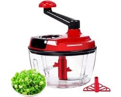 Handmatige Keukenrobot - Compacte Hulp - Snel Ingrediënten Snijden - Opvouwbare Handgreep - 18.5x18.5x2cm - Rood