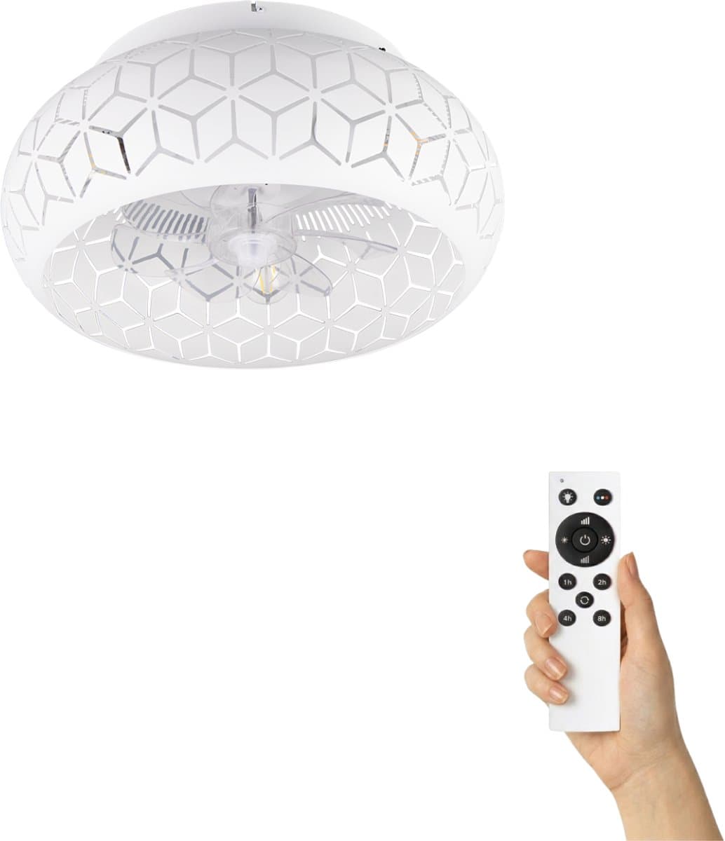 Fantiluxe - Kasper - Plafondventilator met verlichting - Wit - Ø50cm - Afstandsbediening - Met lamp - Plafond ventilator - Slaapkamer — afbeelding 1