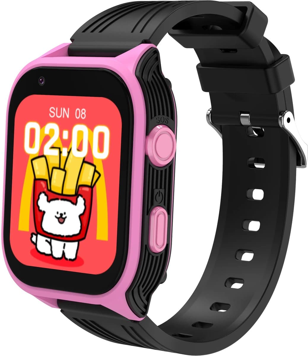 DrPhone KidsTimeX14 – 4G Kinder Smartwatch met GPS - WhatsApp – Videobellen – Bluetooth – Hotspot – SOS – Nederlandse Mobiele App - Camera & 1.83” HD Touchscreen – Simkaart Slot - IP67 Waterdicht - Roze/Zwart — afbeelding 1