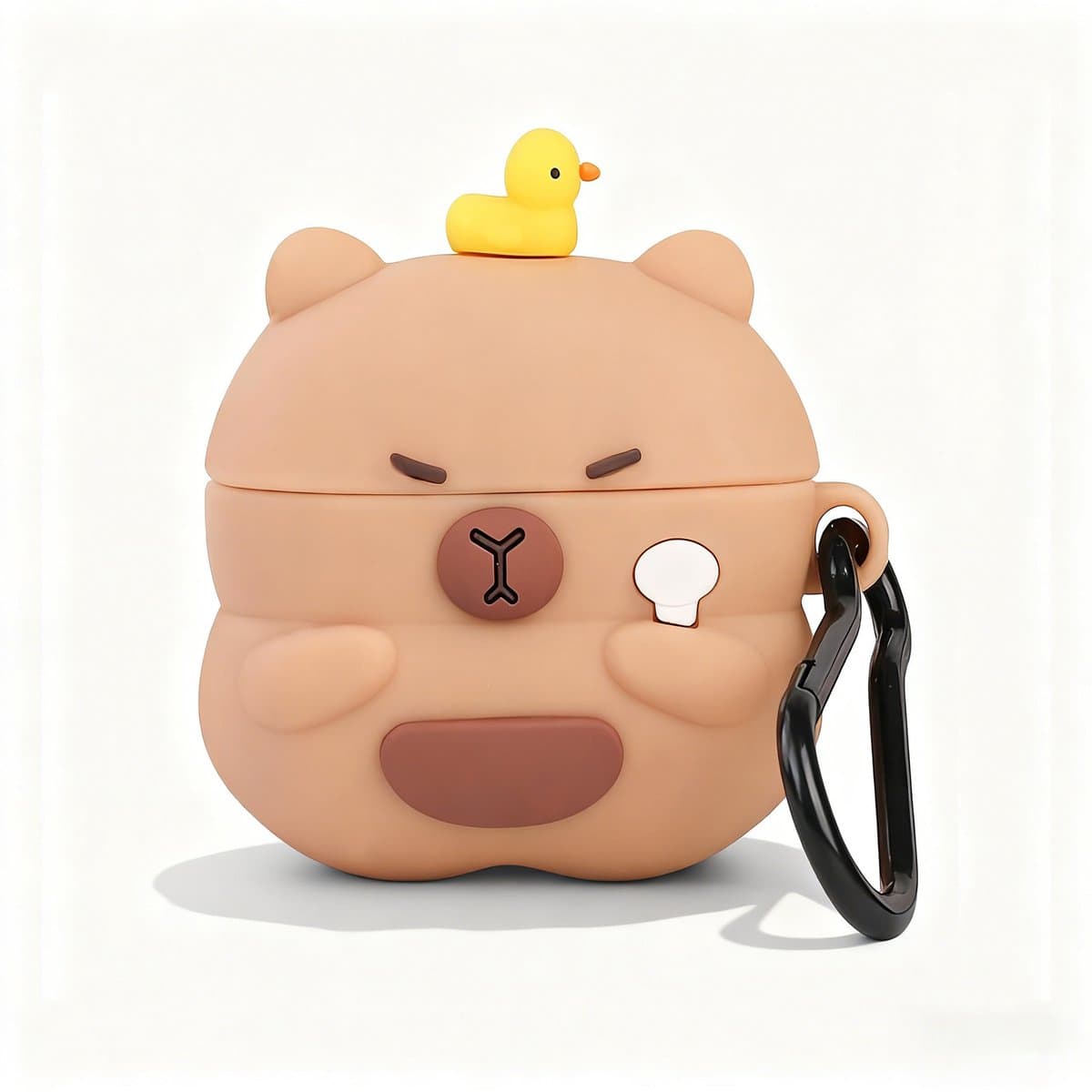 Namajunas - Case geschikt voor Apple AirPods 1 / AirPods 2 hoesje - Hoesje Geschikt voor AirPods 1/2 Hoesje Siliconen Case - optimale bescherming - Valbescherming - Capibara Hoesje Siliconen Case - Met karabijnhaak - Capybara — afbeelding 1