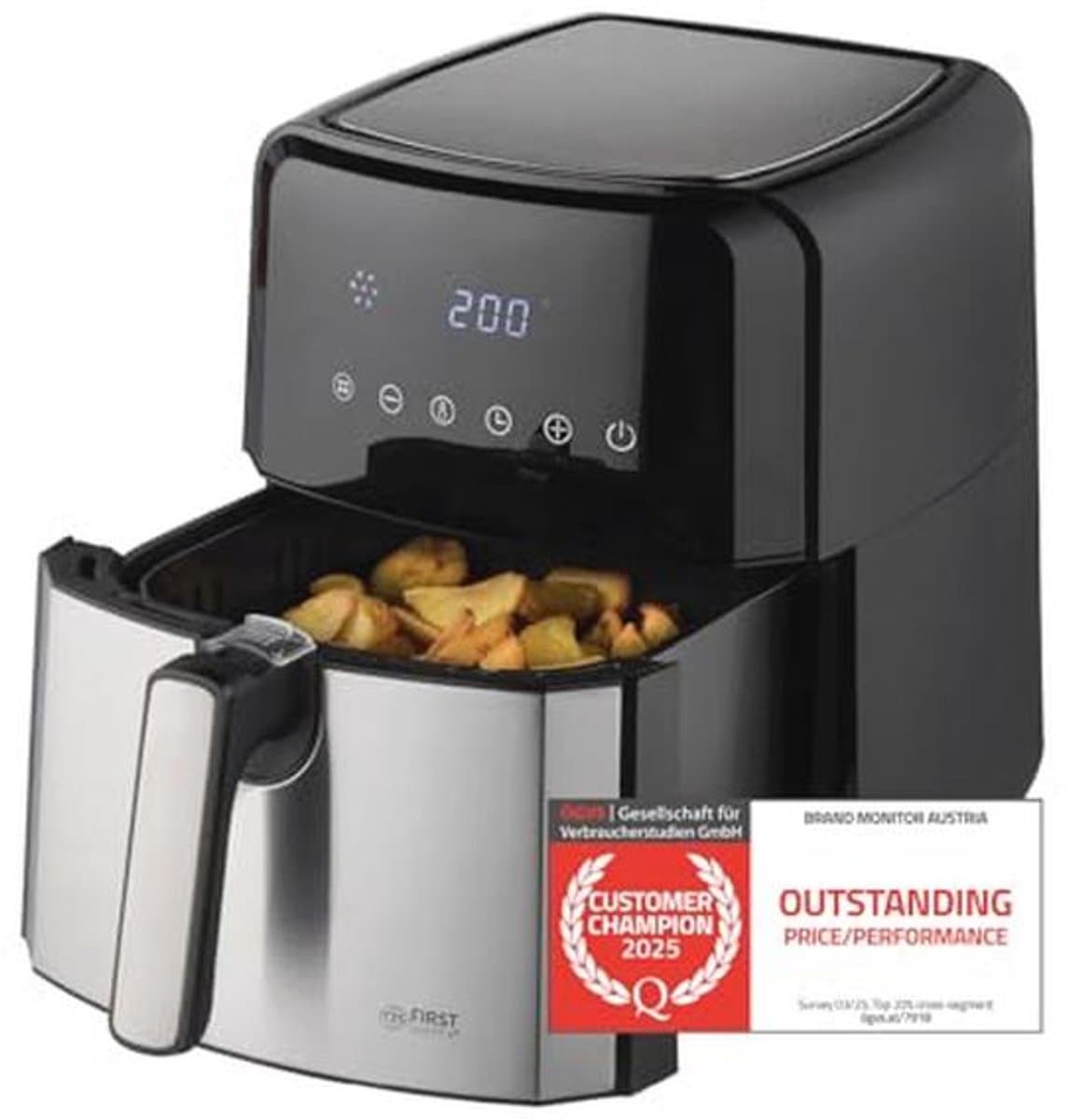 Airfryer 5L met Digitale Timer en 8 Programma's | Roestvrijstalen Mand | Gezond Frituren tot 200°C — afbeelding 1