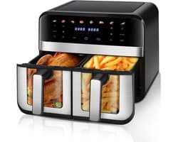 Heteluchtfriteuse XXL met 2 Compartimenten - 9 Liter - 8 Programma's - Olievrij Frituren