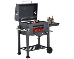 Rolu BBQ -Houtskool BBQ – Barbecue – BBQ Met Wielen – Grillrooster 55 x 36 CM – Inclusief Thermometer – Zijtafel – Aslade Voor Schoonmaak