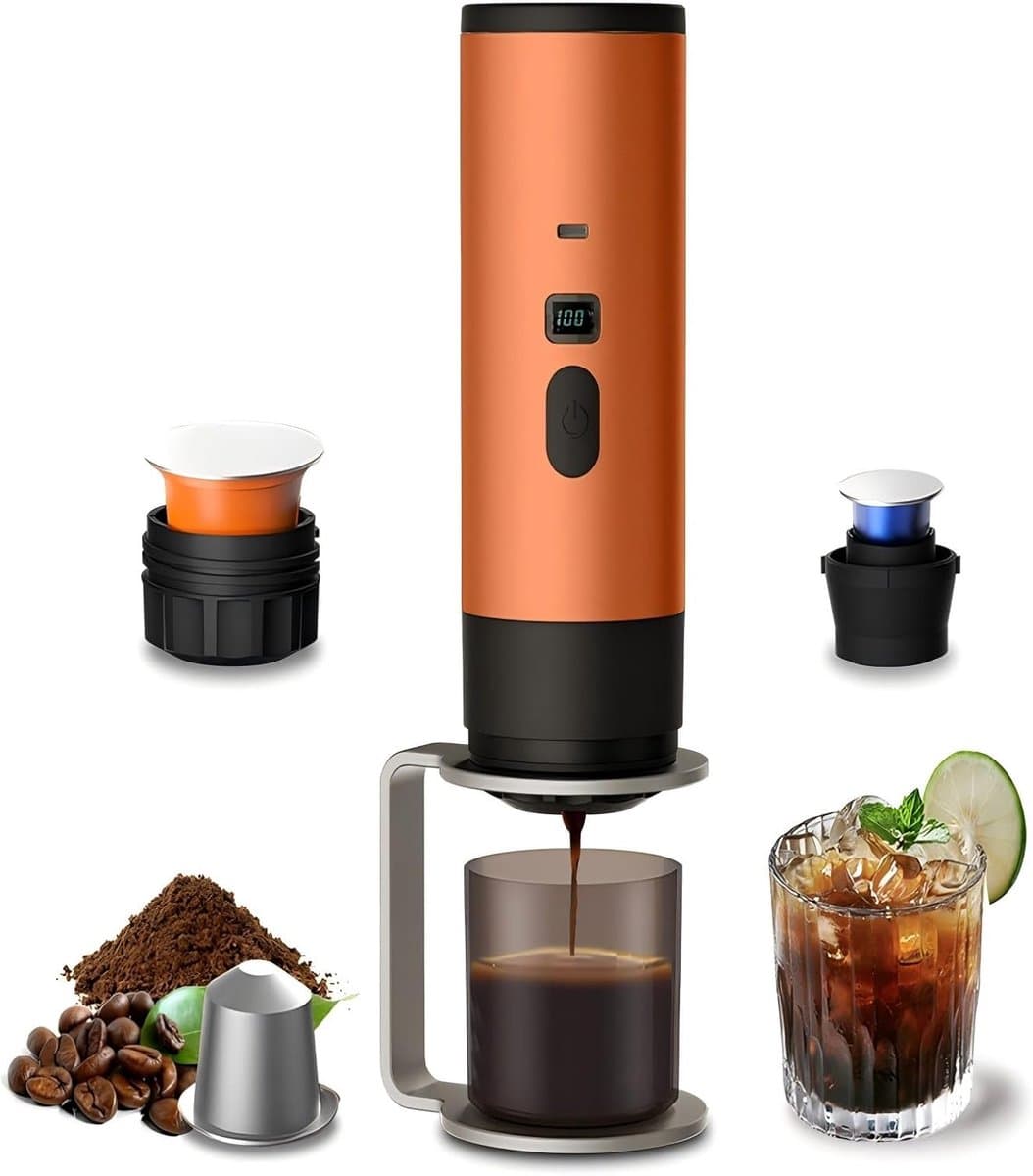 Drie-In-ééN Draagbare Koffiezetapparaat, Draagbare Koffiezetapparaat, Oplaadbare Koffiezetapparaat, Usb-Capsule Espressomachine (sinaasappel) — afbeelding 1