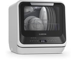 Klarstein Vaatwasser Amazonia Mini - Compact Aanrechtblad, 7 Programma's, 5L Tank of Directe Aansluiting, Energie-efficiëntieklasse D, Stil 58dB, Digitaal Display, Draagbaar Tafelblad voor Kleine Keukens, Zwart - Dishwasher